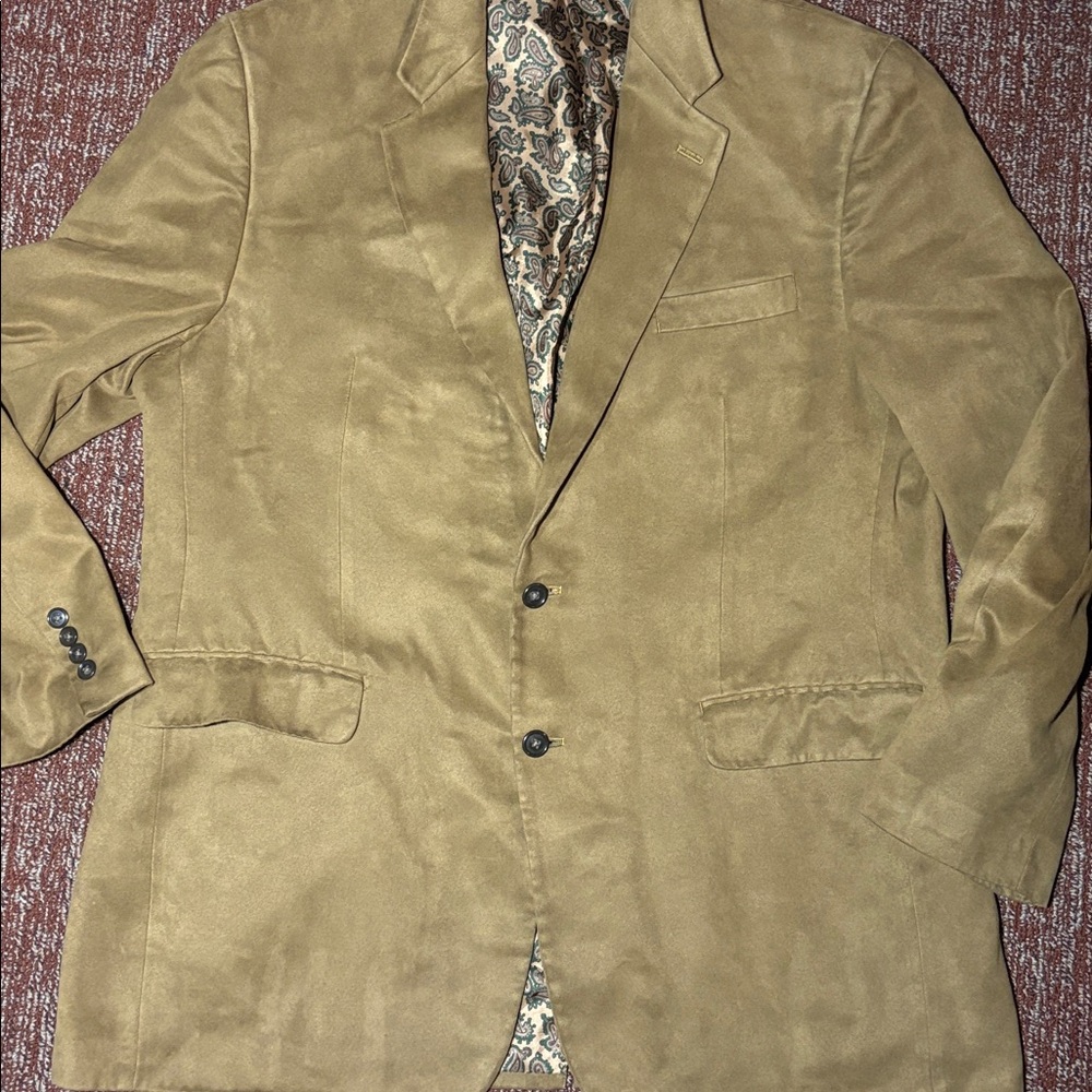 Lauren Ralph Lauren brown blazer two button micro suede preppy sport coat 44L - Picture 3 of 14
